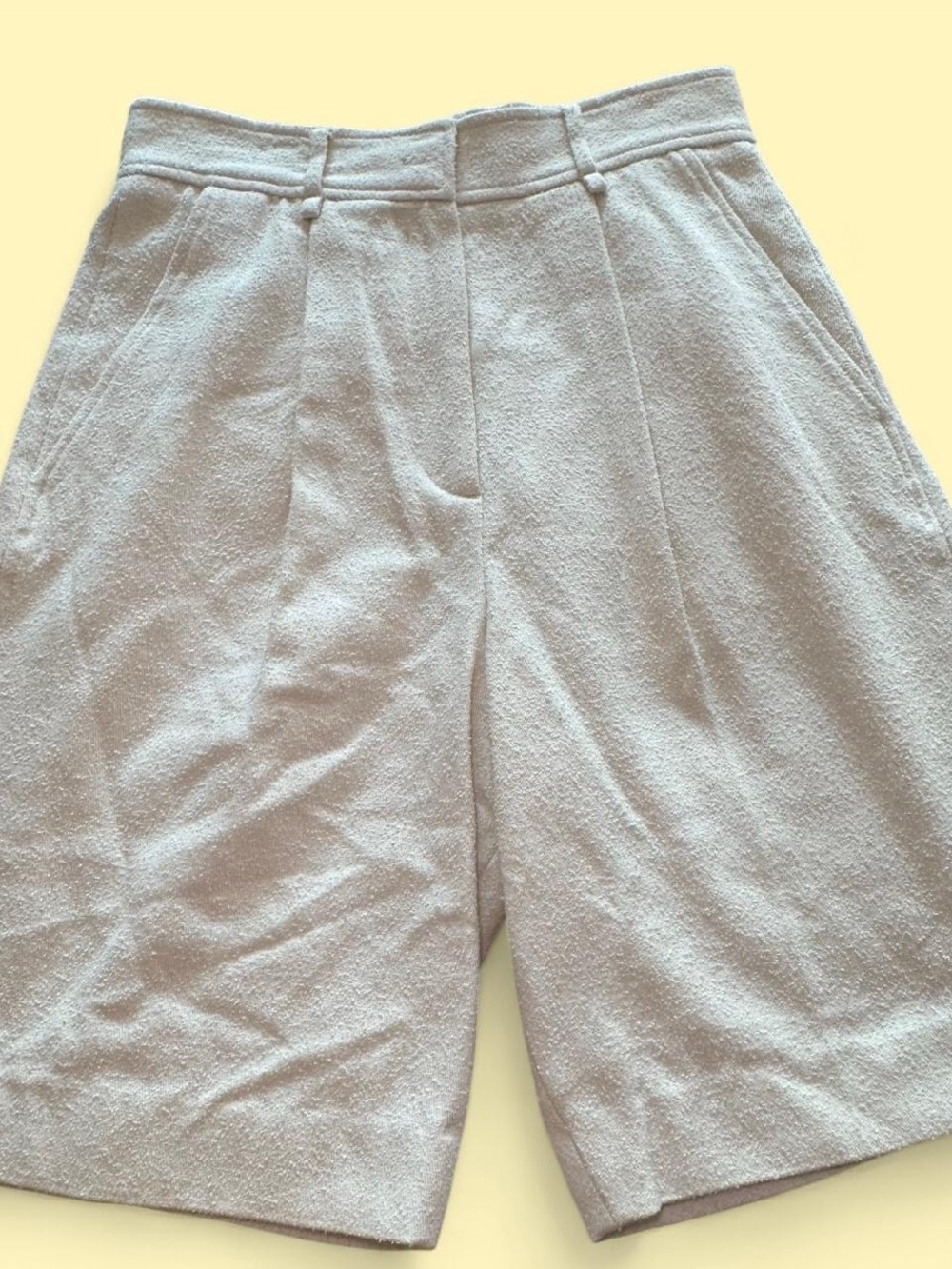COS Light Gray High-Waist Textured Shorts